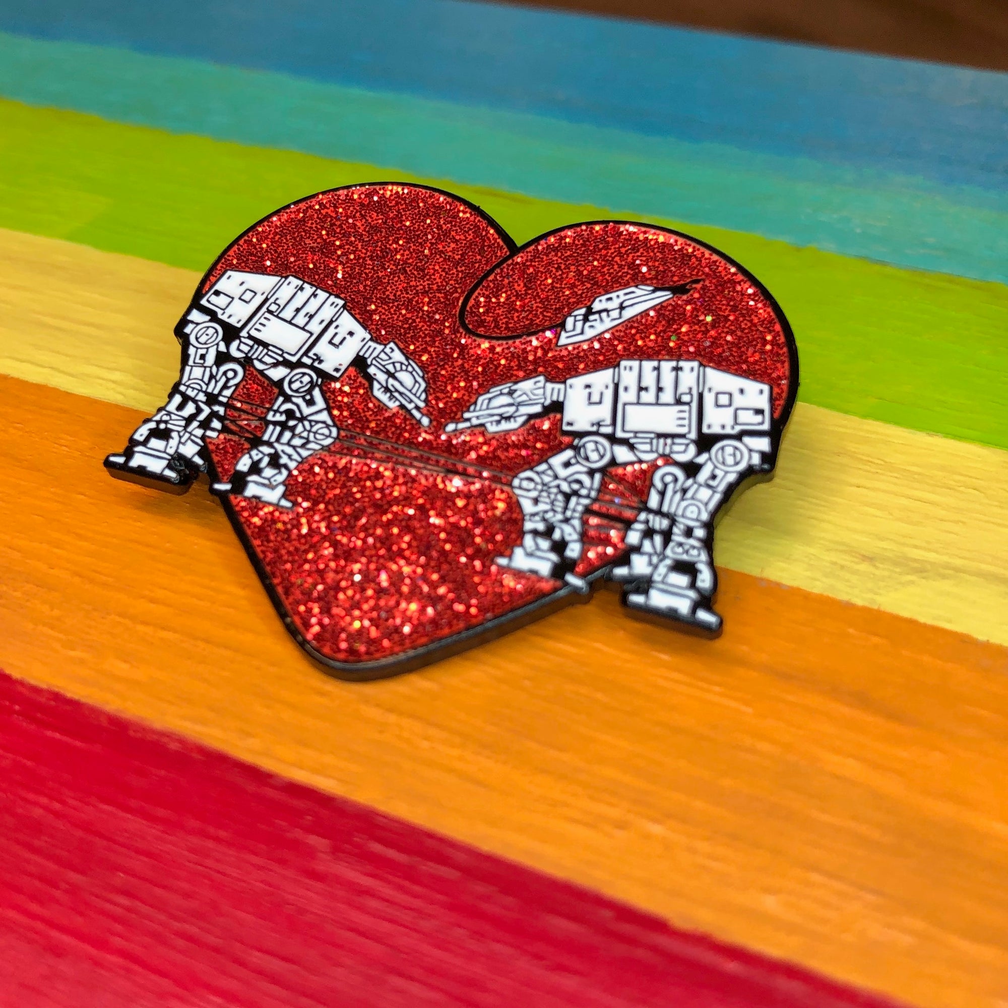 Enamel Pin: Love AT-AT First Sight - Red Glitter