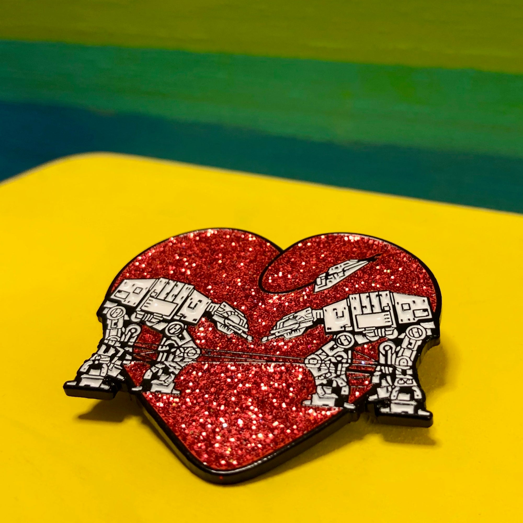 Enamel Pin: Love AT-AT First Sight - Red Glitter