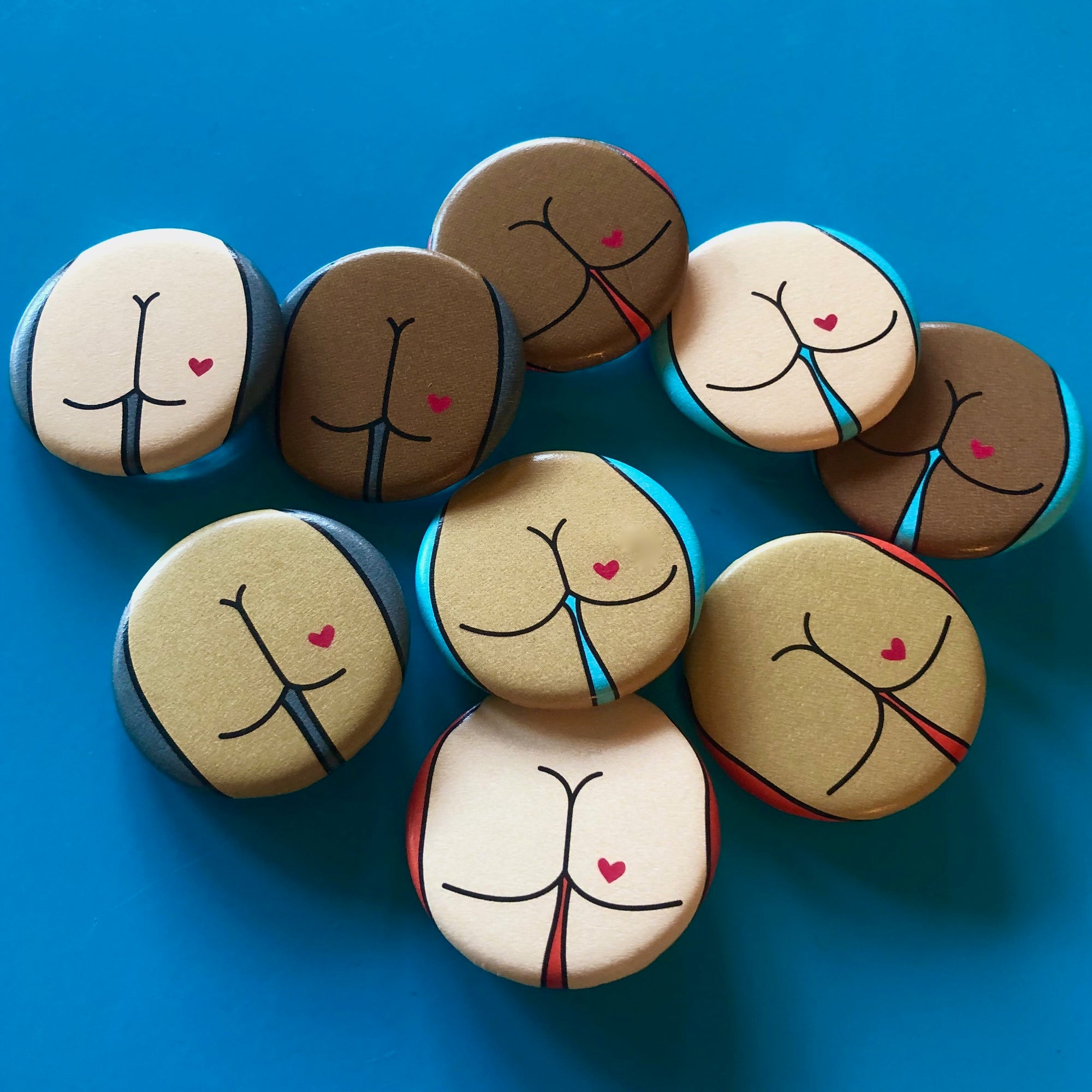 Magnet - 1.25 Inch: Butts - A Variety of Butt Shapes and Colors