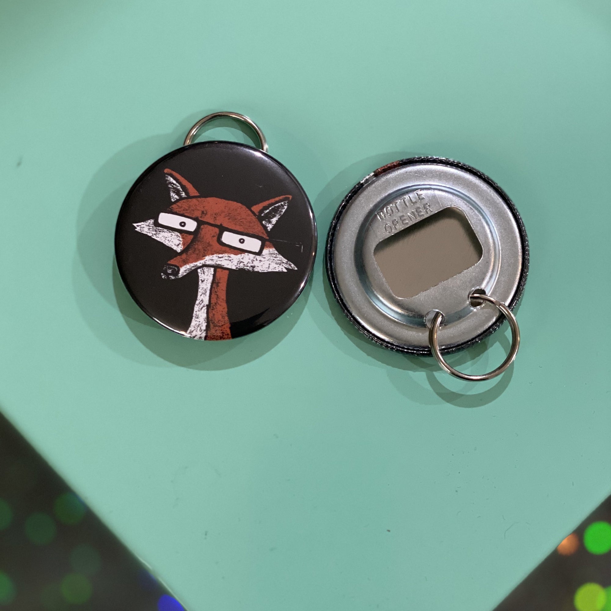 Bottle Opener Keychain - Fox With Glasses