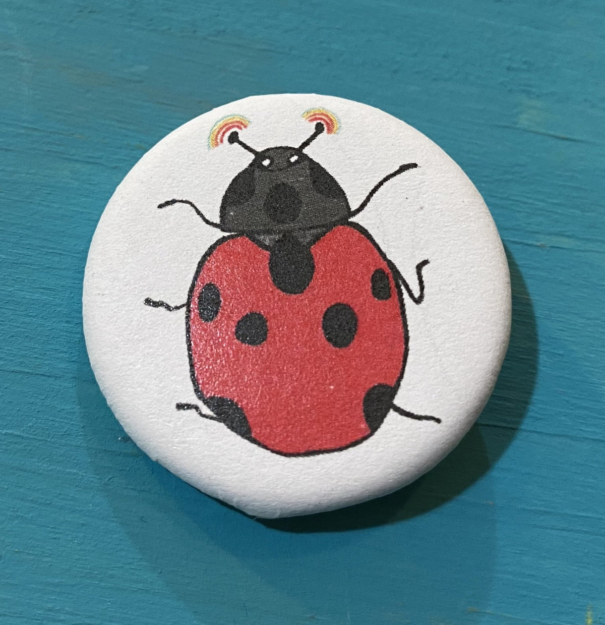 1.25&quot; Button - Ladybug Rainbow (Three Pack)