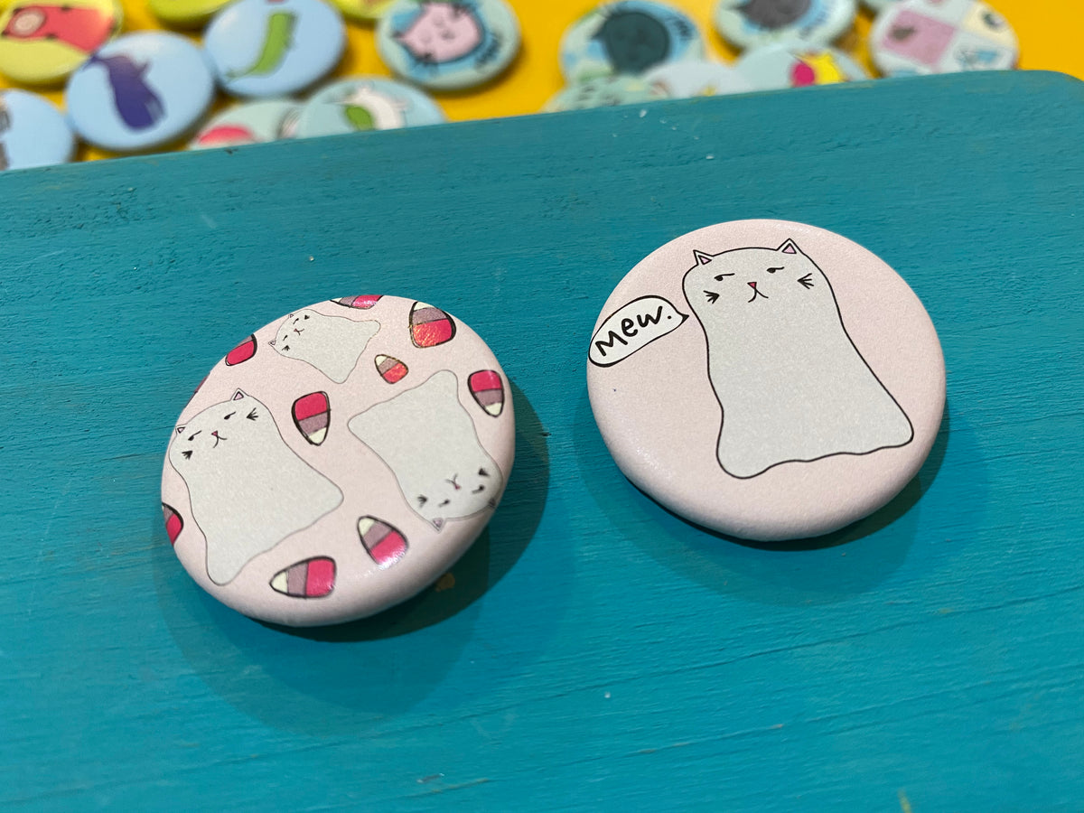 1.25&quot; Button - Ghost Kitty (Three Pack)