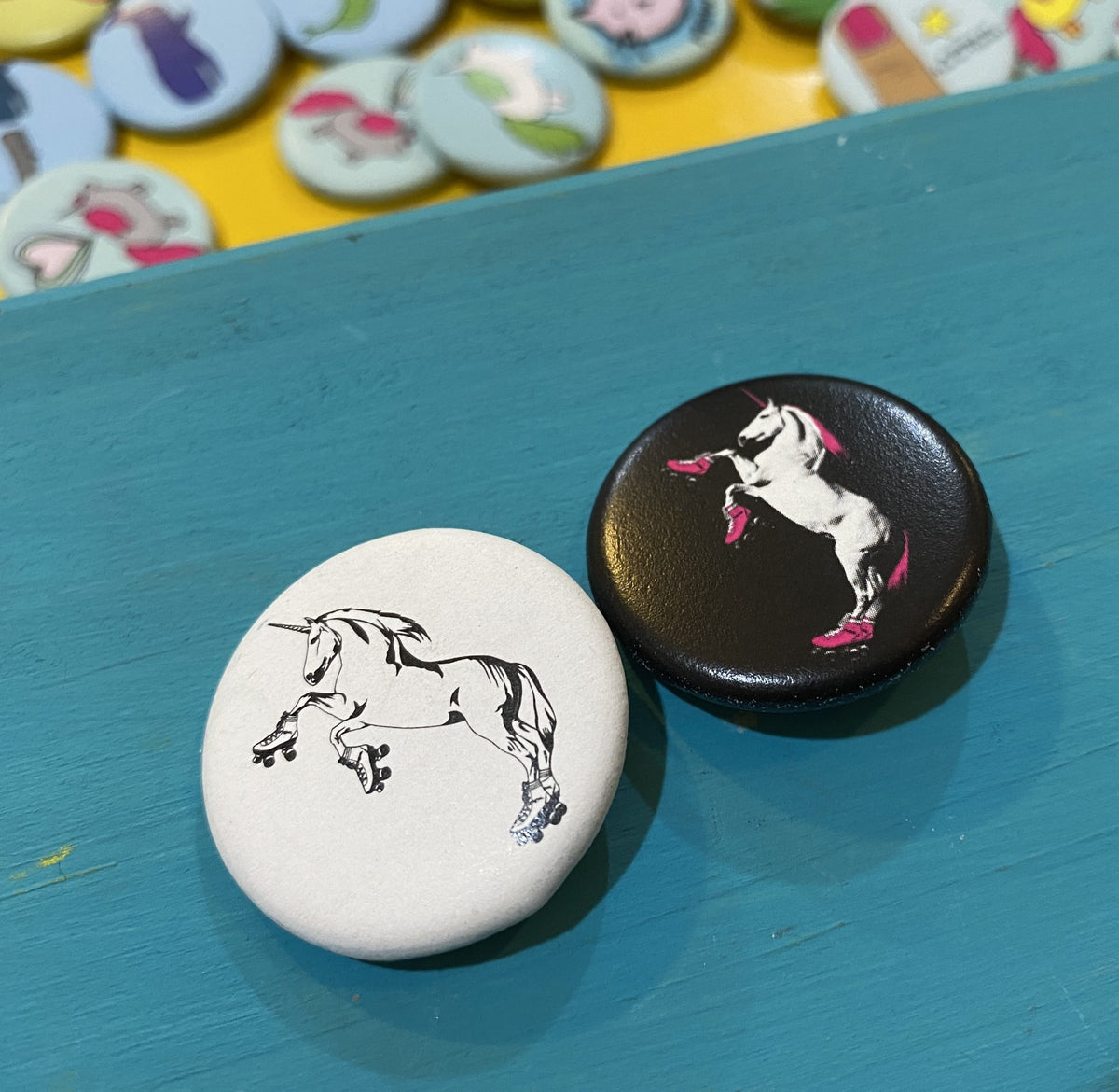 1.25&quot; Button - Roller Skating Unicorn (Three Pack)