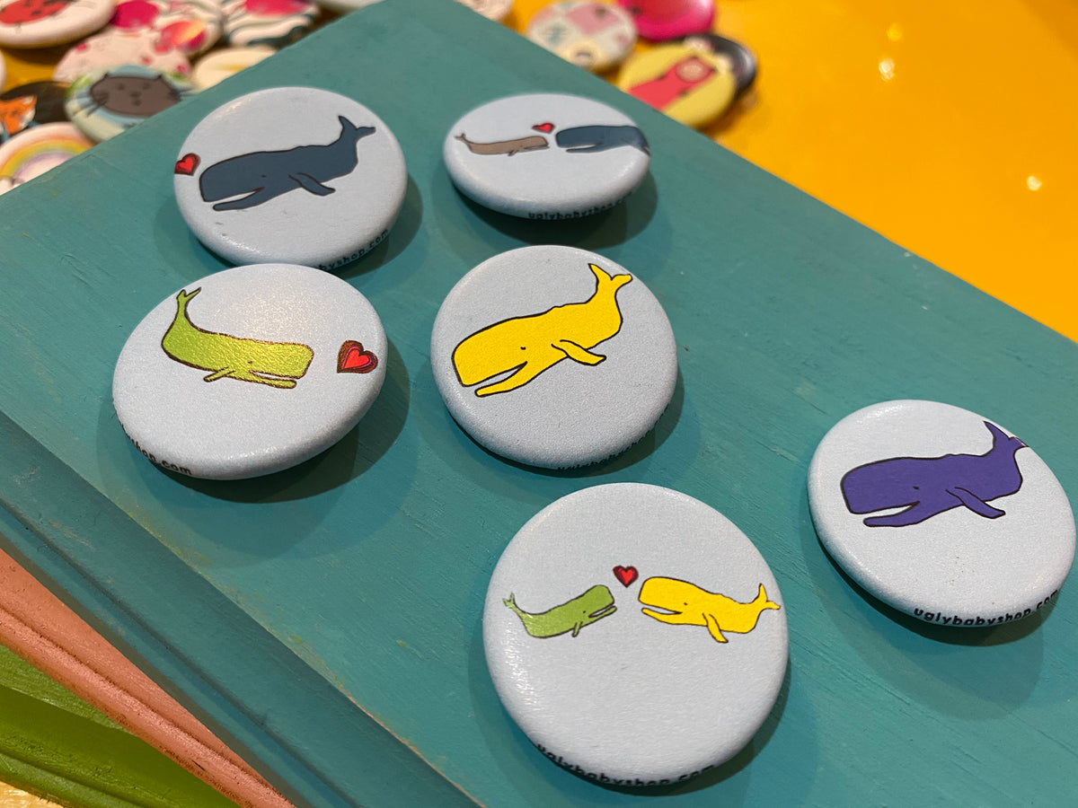 1.25&quot; Button - Whales (Three Pack)