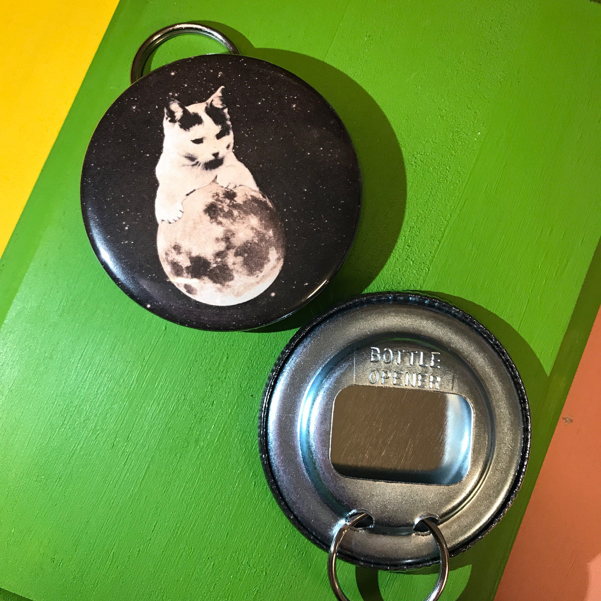 Bottle Opener Keychain - Cat &amp; Moon