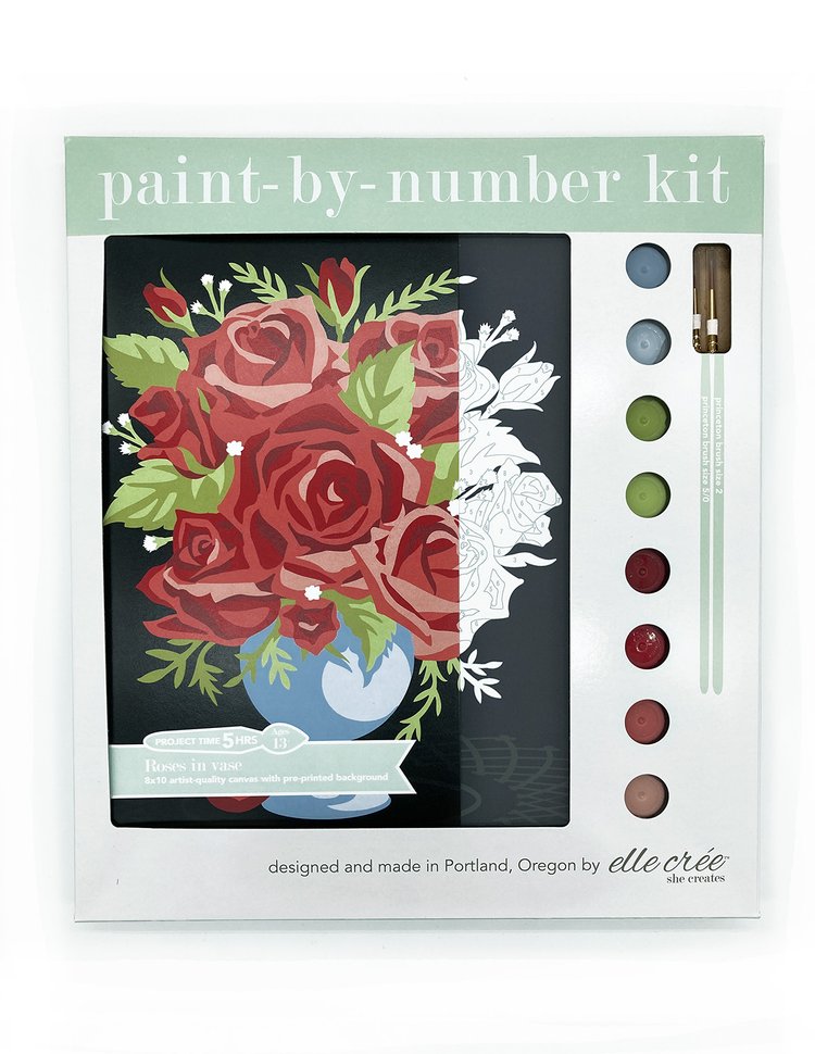 DIY - Paint By Number Kit - Roses in Vase