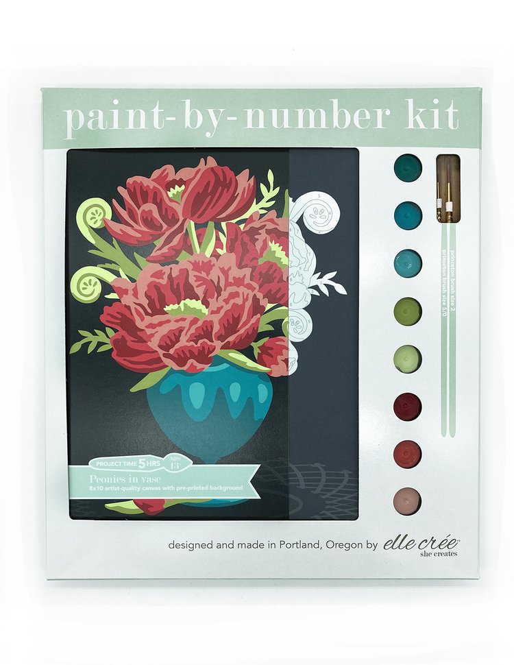 DIY - Paint By Number Kit - Peonies in Vase