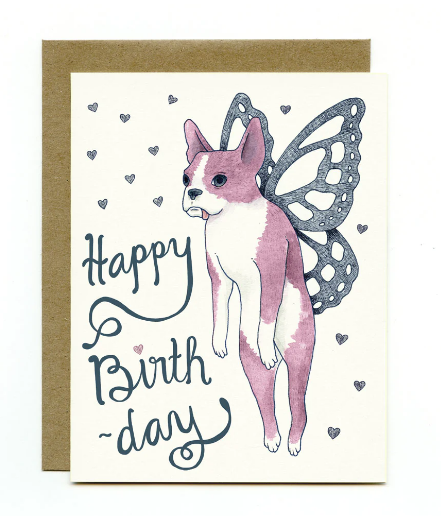 Card - Boston Terrier Faerie Birthday
