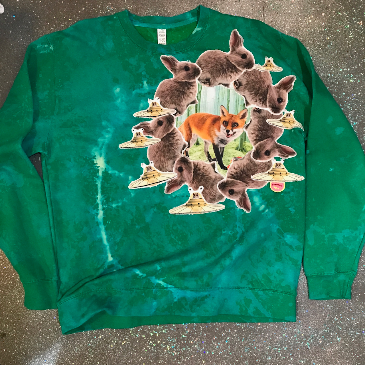 Sweatshirt - 2XL - Green with Bunnies and Fox