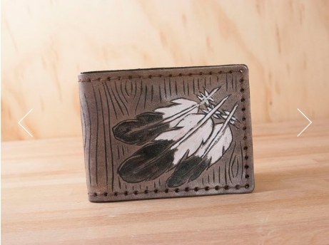 Wallet - Bifold  -Woodgrain with Feathers
