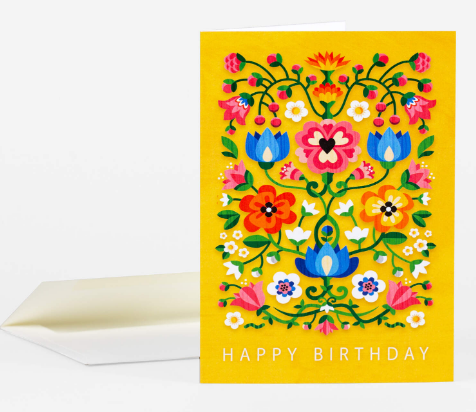 Card - Happy Birthday Flowers Yellow