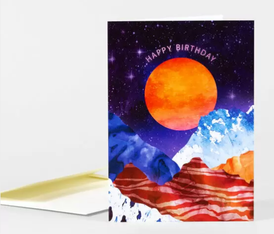 Card - Large Orange Moon Birthday