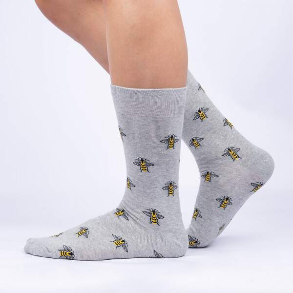 Sock - Large Crew: Staying Buzzy - Grey