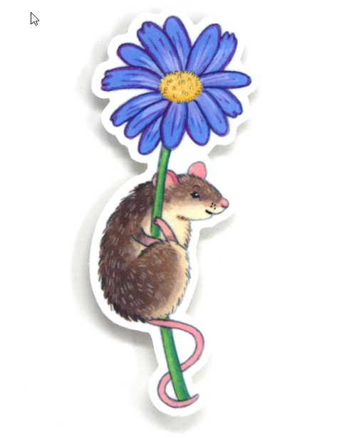 Sticker - Mouse on Flower