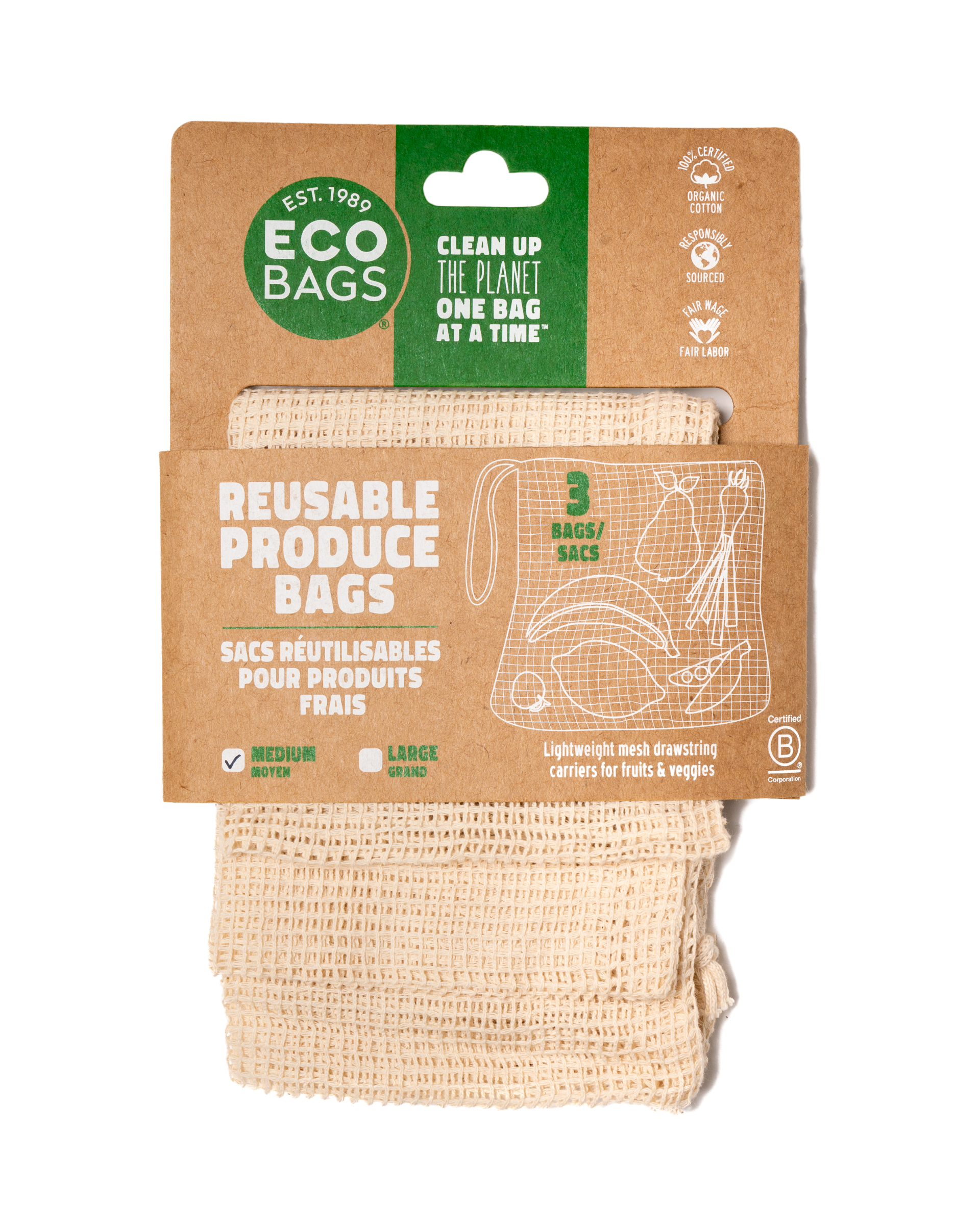 Mesh Bag - Natural 3 Pack - Medium