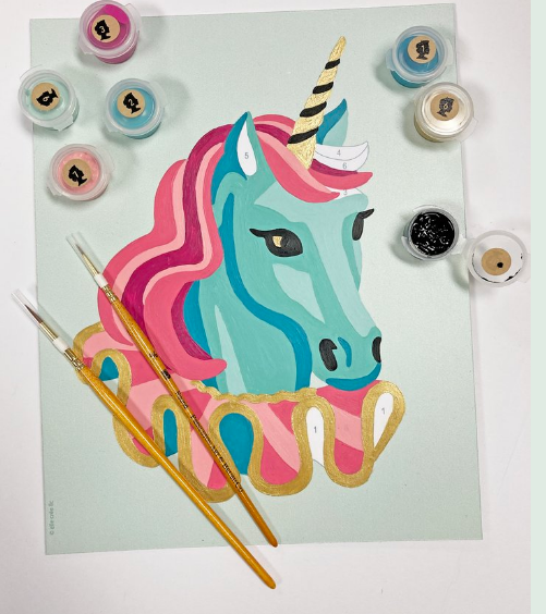 DIY - Kids Paint By Number Kit - Carousel Unicorn