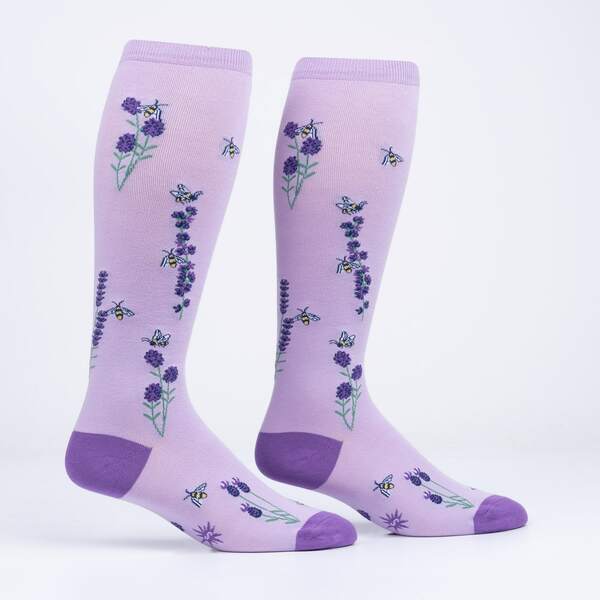 Sock - Stretch Knee-High: Bees and Lavender