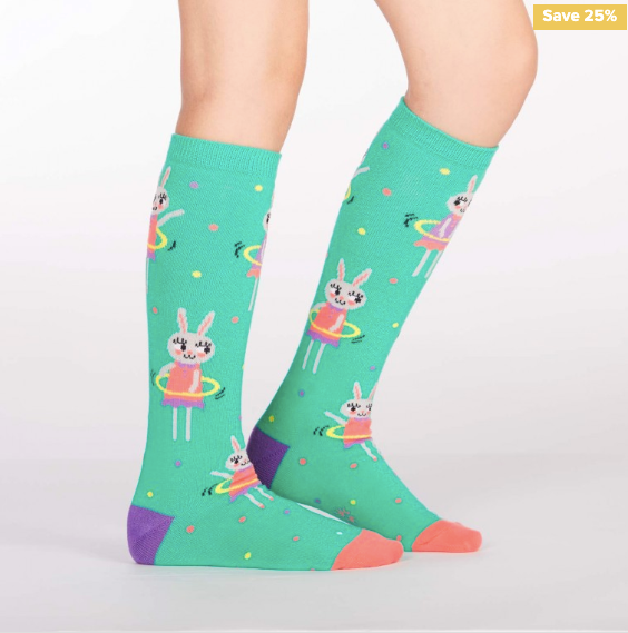 Sock - Junior Knee: Hula Hoopin&#39; Bunnies