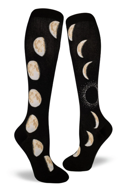 Sock - Knee-High: Moon Phases - Black