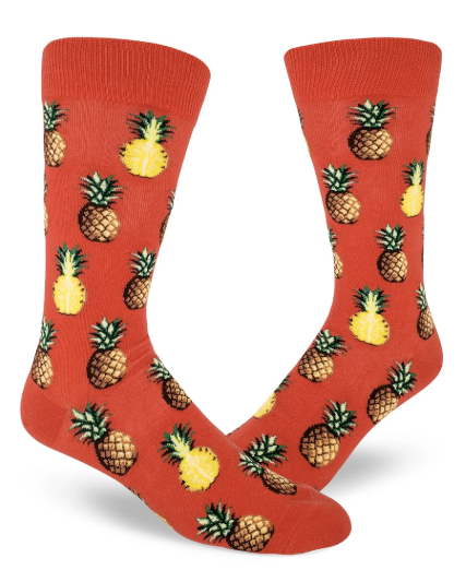 Sock - Large Crew: Pursuit of Pineapples - Coral