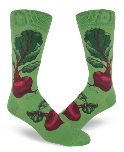 Sock - Large Crew: Red Beets - Green
