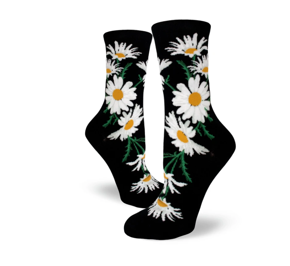 Sock - Small Crew: Crazy for Daisies - Black