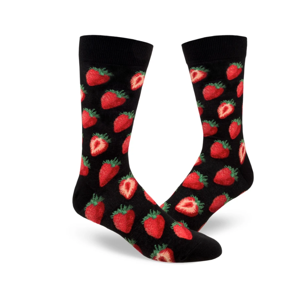 Sock - Large Crew: Sweet Strawberry - Black