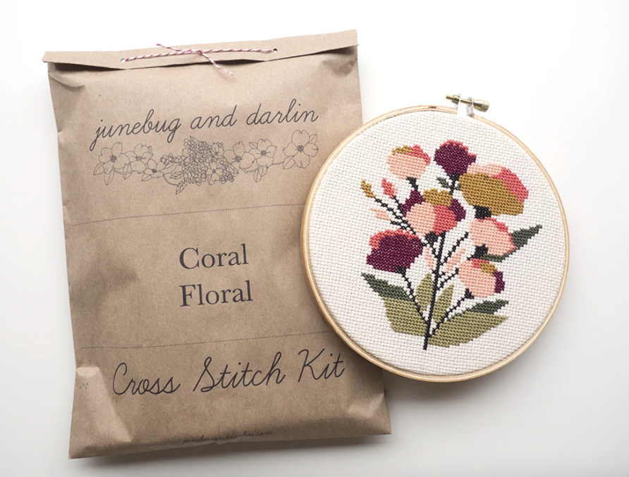 Cross Stitch Kit: Coral Floral