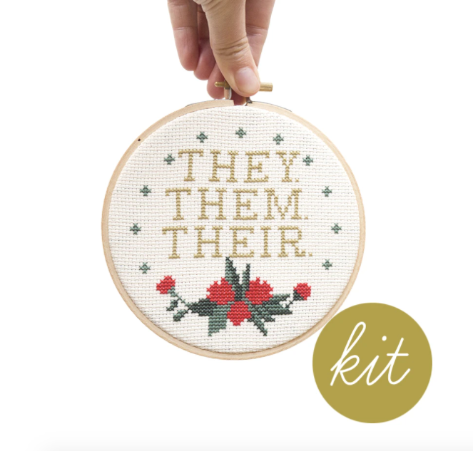 Cross Stitch Kit: Pronoun Them Them Their