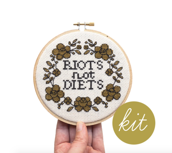 Cross Stitch Kit: Riots Not Diets