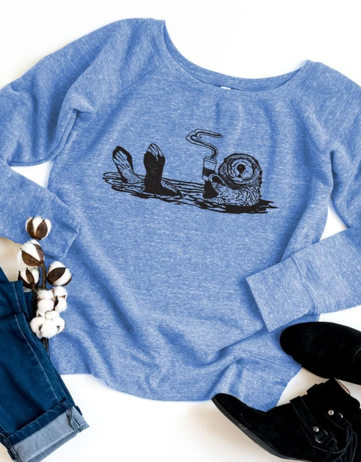 Fleece Sweatshirt: Coffee Otter