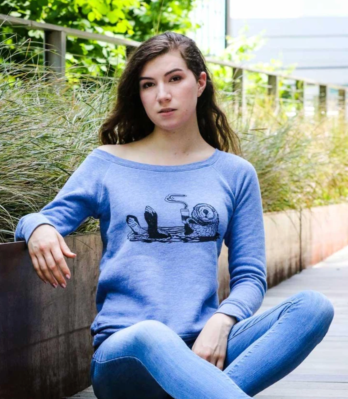 Fleece Sweatshirt: Coffee Otter
