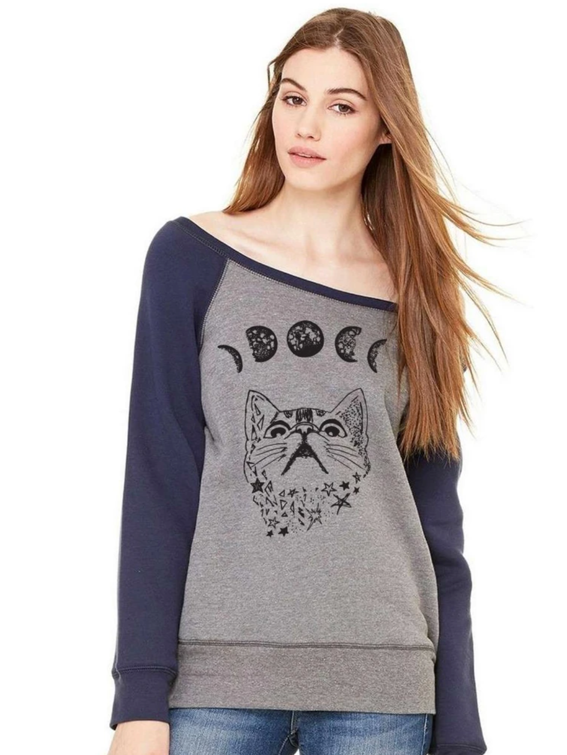 Fleece Sweatshirt: Moon Phase Cat