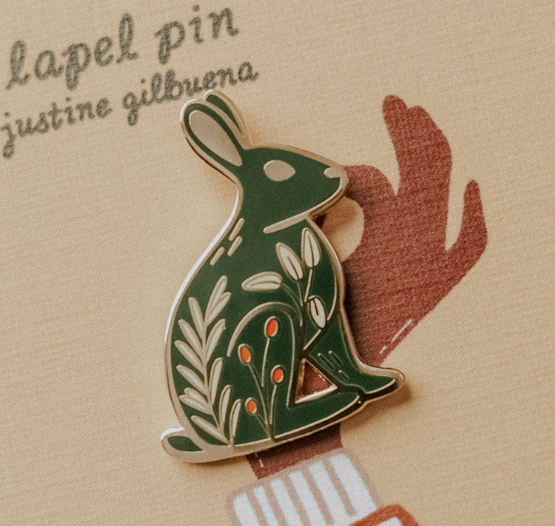 Enamel Pin - Rabbit with Rosemary and Sage