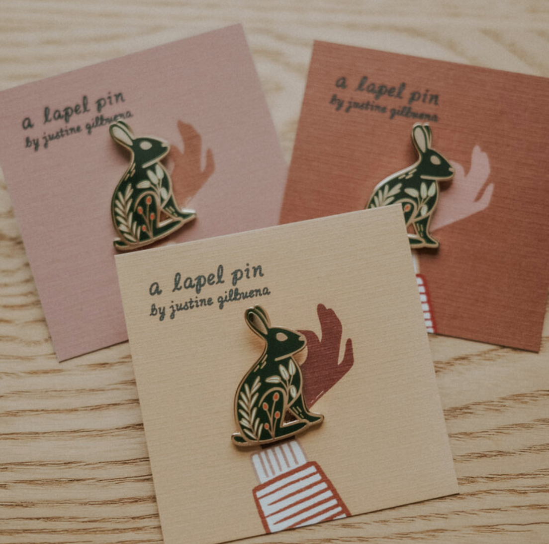 Enamel Pin - Rabbit with Rosemary and Sage