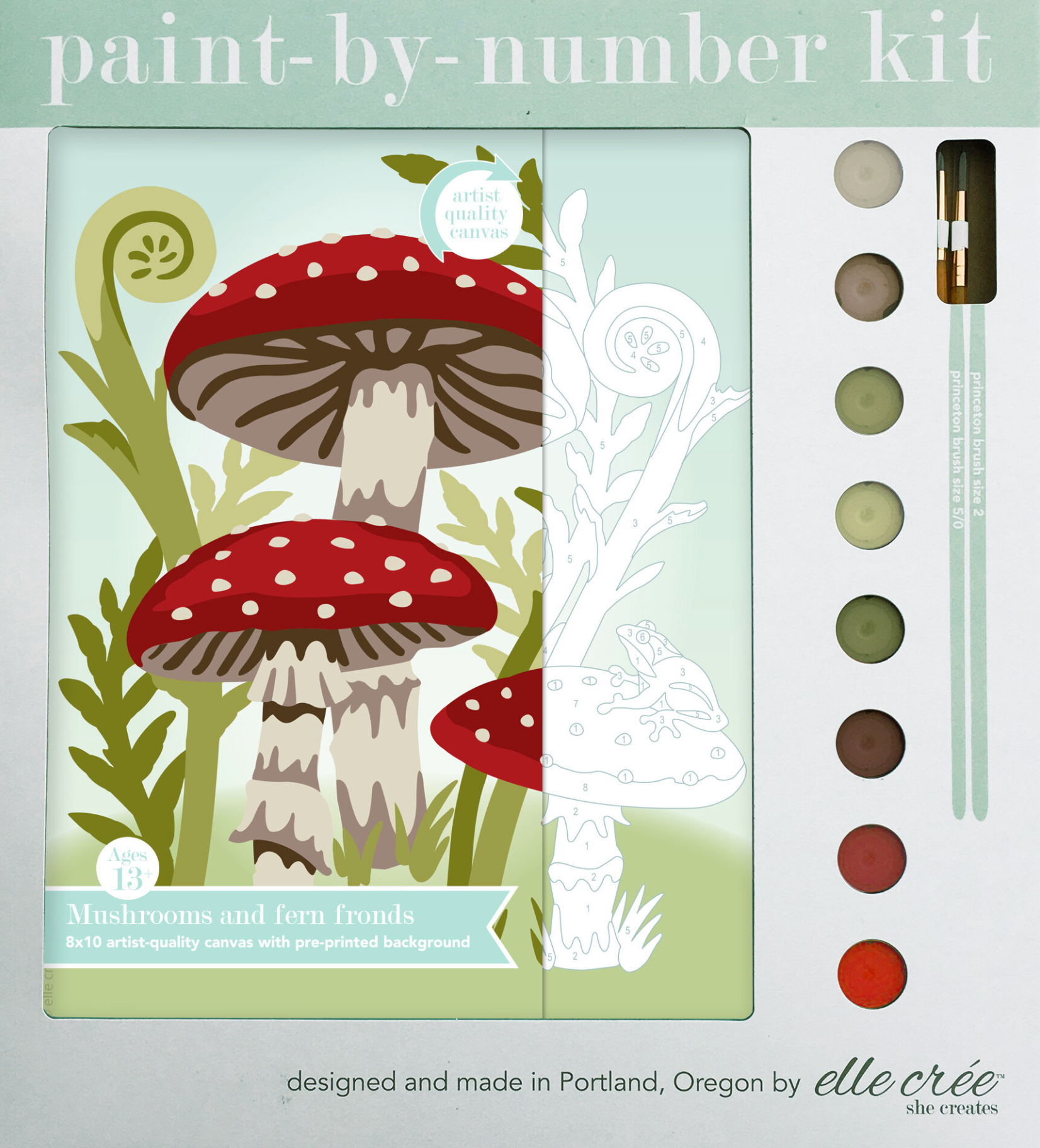 DIY - Paint By Number Kit - Mushrooms