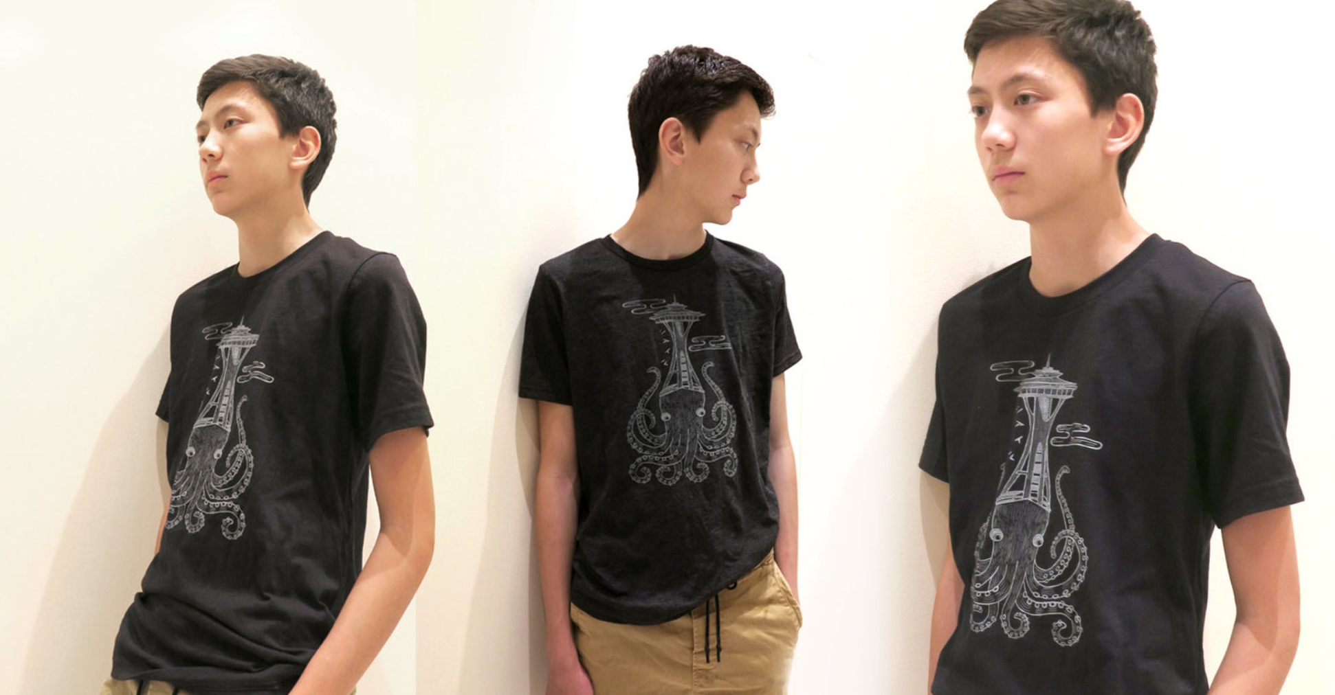 Youth Shirt: Octopus on Space Needle - Unisex Crew