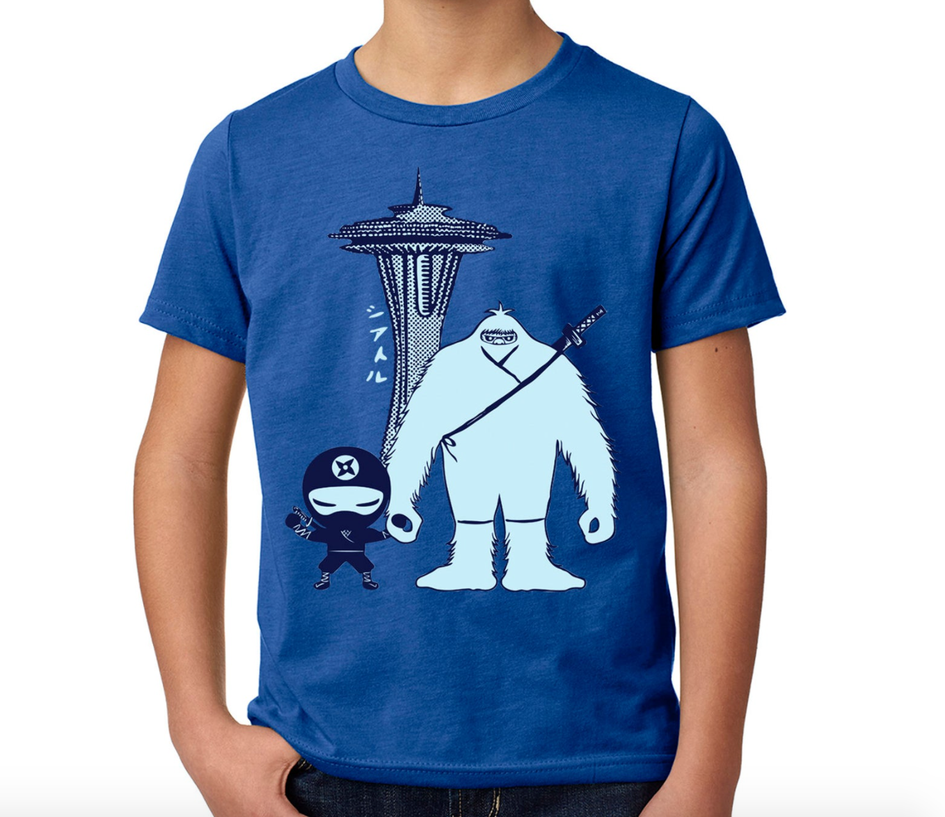 Youth Shirt: Yeti with Space Needle - Unisex Crew