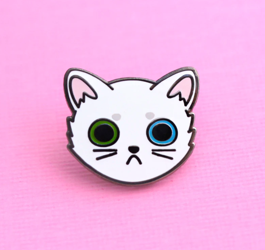 Enamel Pin - White Cat Face