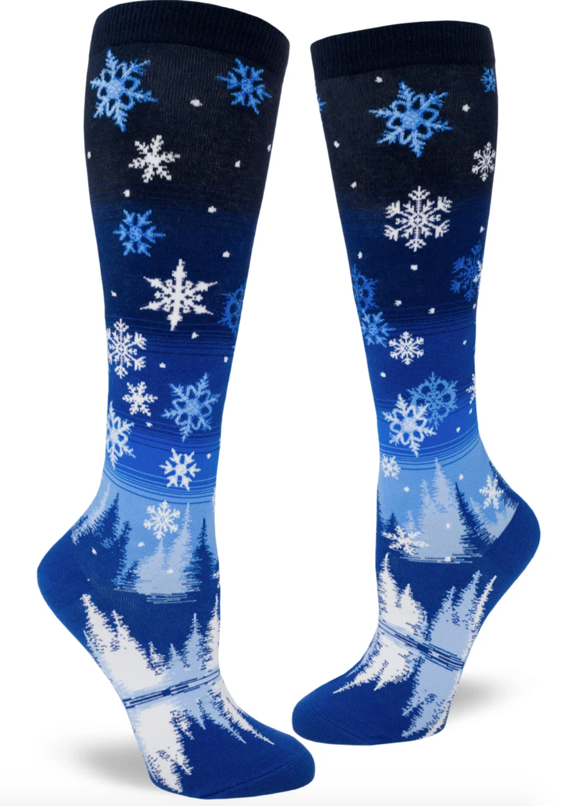Sock - Knee-High: Snowflakes - Into the Blue