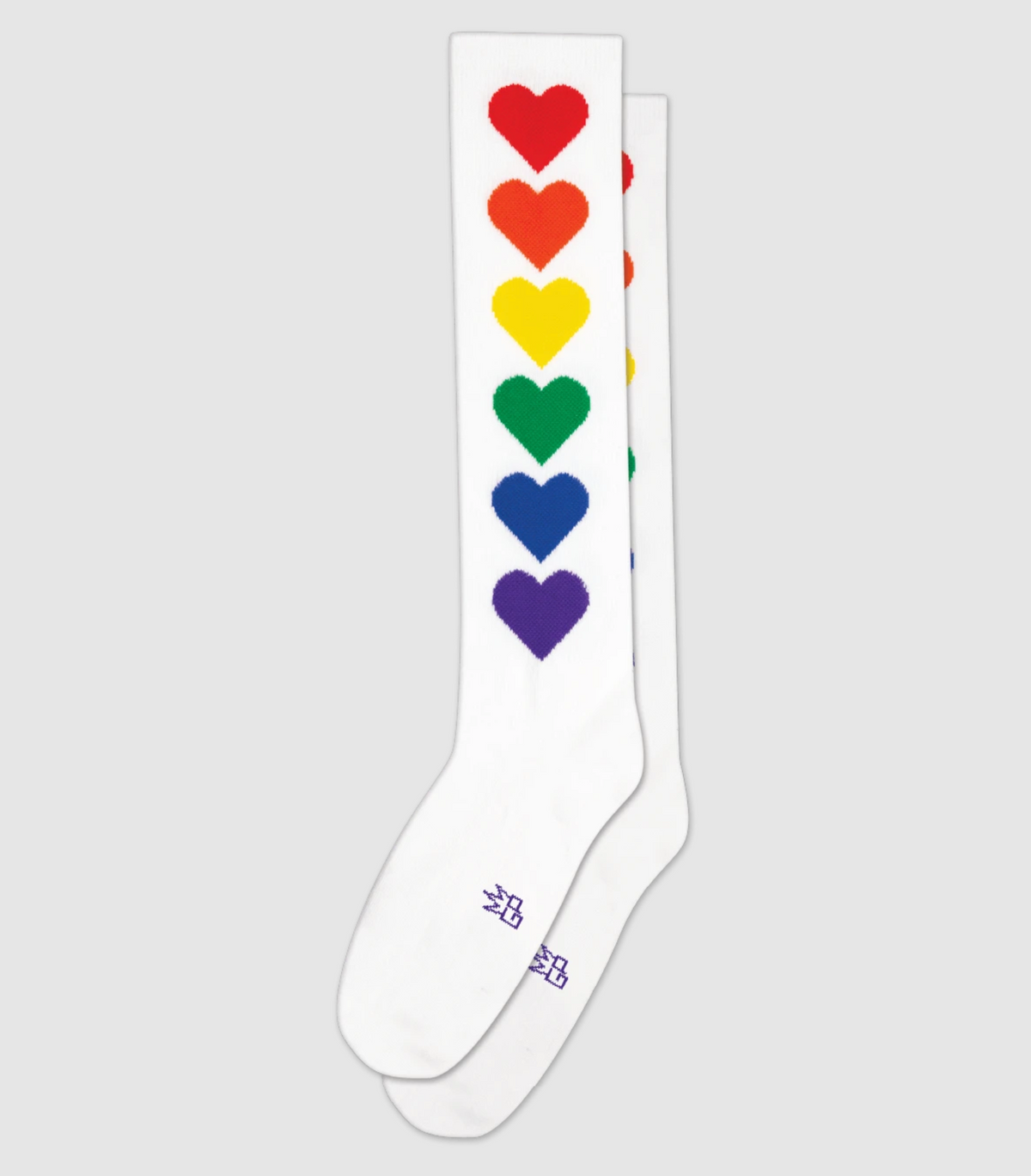Sock - Knee-High: Rainbow Hearts
