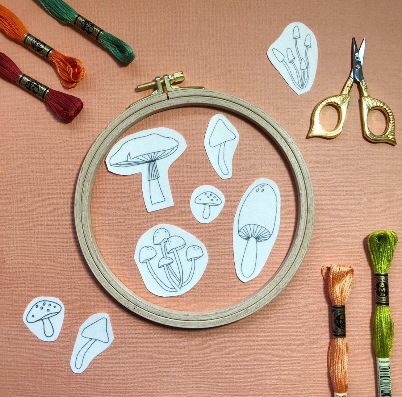 Magical Mushroom Embroidery Kit DIY Kit Embroidery Kit Paint With