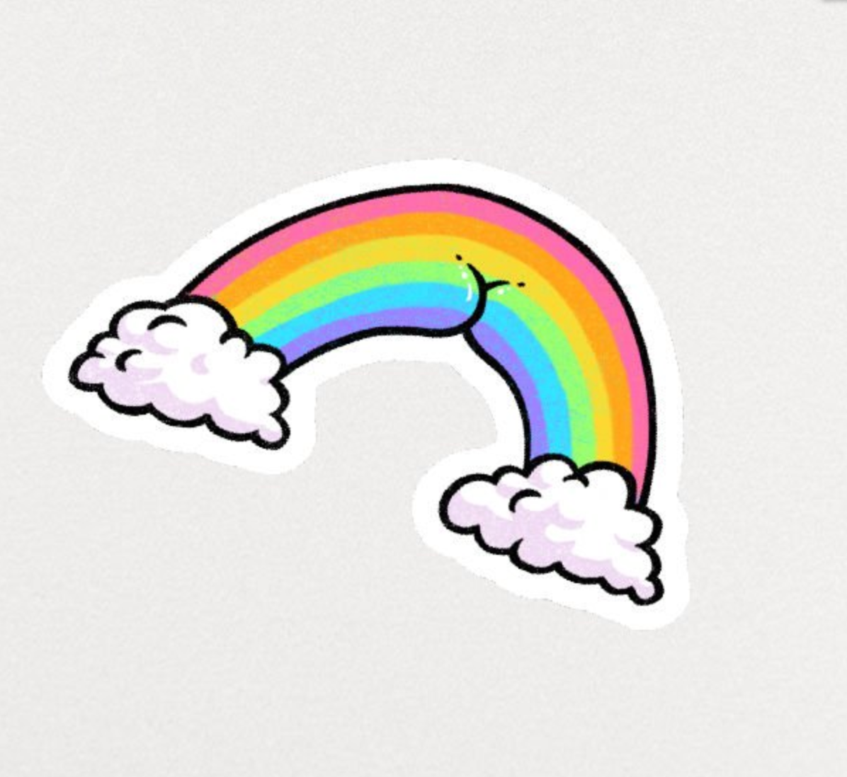 Rainbow Sticker With Clouds