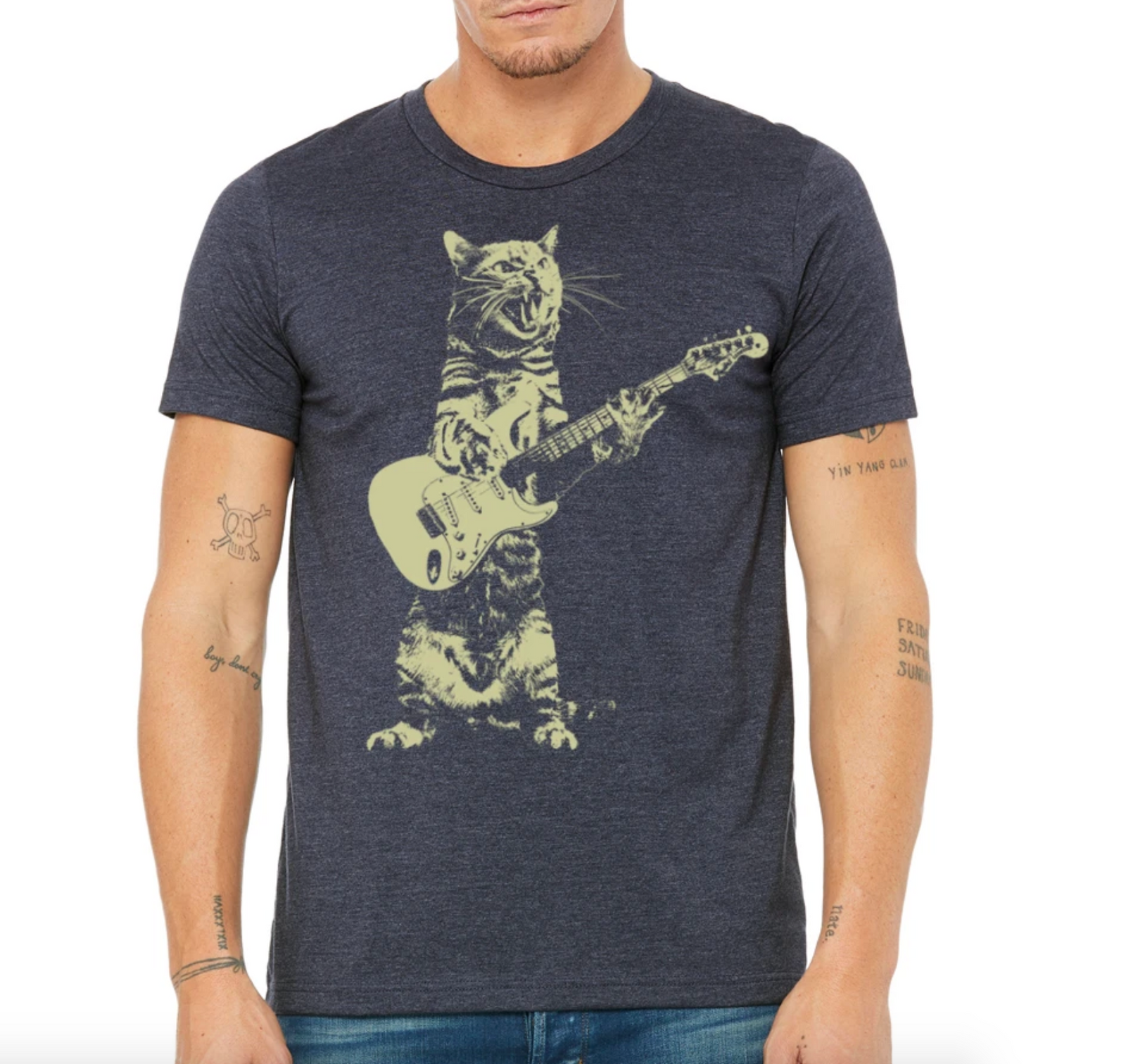 cat playing guitar shirt