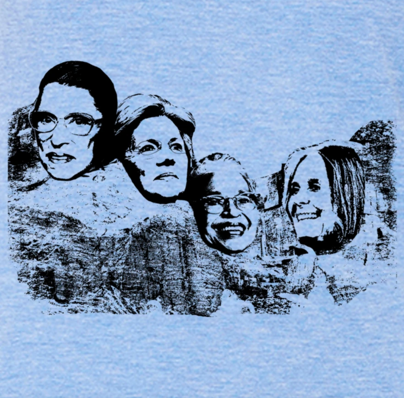 Shirt - Women on Mt. Rushmore - Blue - Feminine Scoop