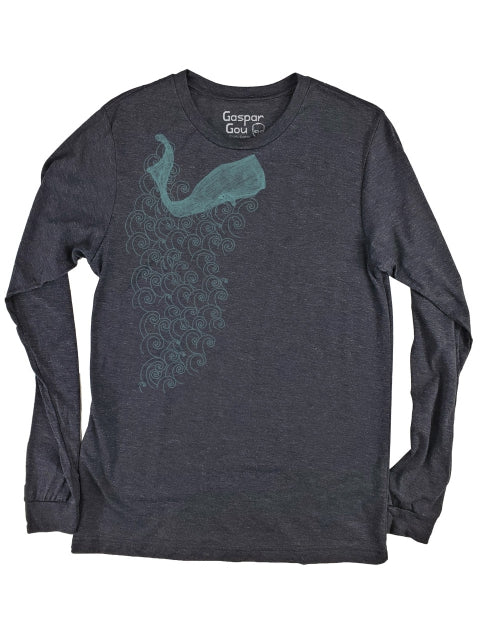 Shirt - Long Sleeve Crew - Whale Lyle - Heather Charcoal