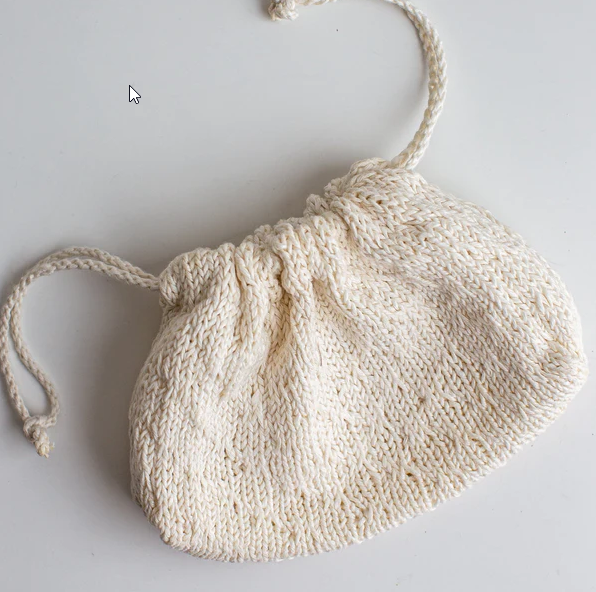 DIY - Trellis Stitch Drawstring Bag Knit Kit - Onyx with Needles