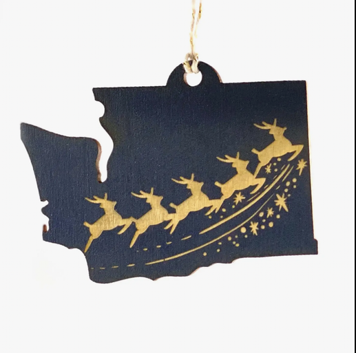 Ornament - Reindeer Washington State - Navy