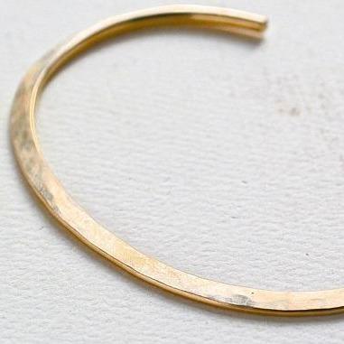 Canoe Cuff Bracelet - handmade hammered oval shimmering cuff bracelet - Foamy Wader