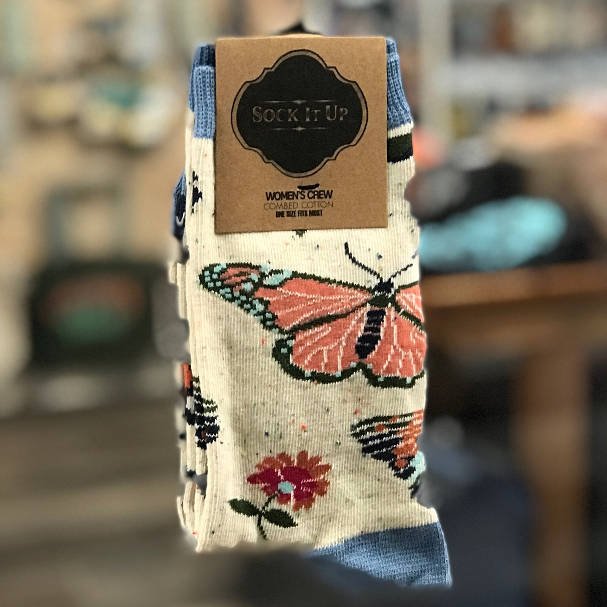 Sock - Small Crew: Butterfly Print